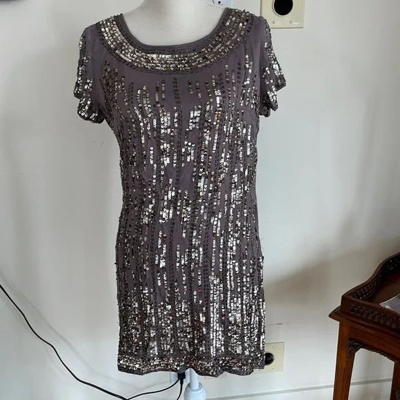 sachin and babi light blue dress Grey Sequin Mini Dress in Chiffon main image 1